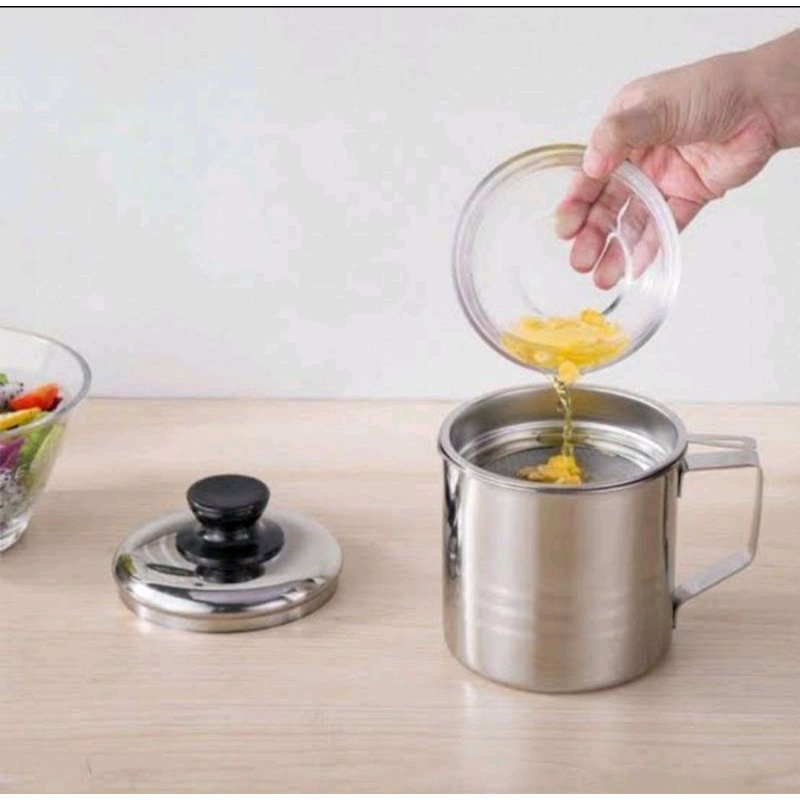 SARINGAN MINYAK OIL POT OIL FILTER CUP STAINLESS STEEL