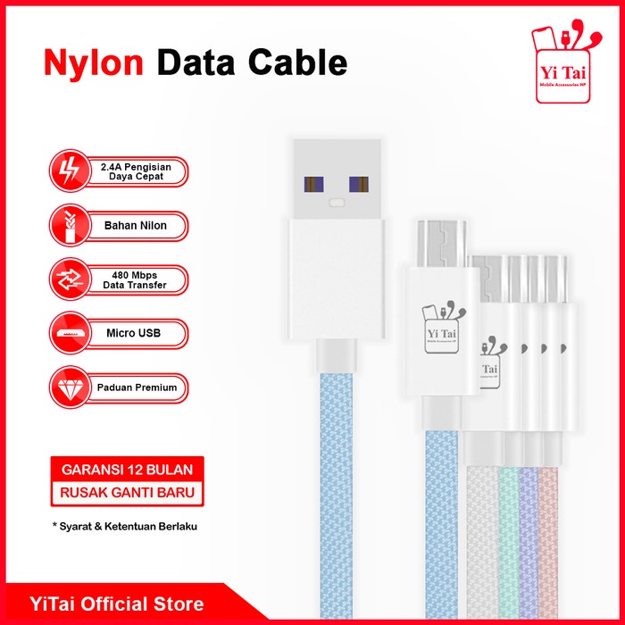 KABEL DATA MICRO USB FAST CHARGING NYLON YI TAI / DATA CABLE