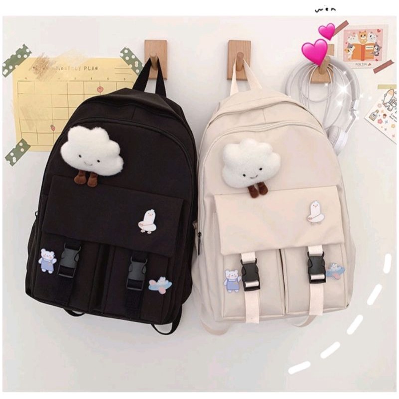 [import asli] Tas gaya Korea sekolah &amp; kerja santay free pin boneka