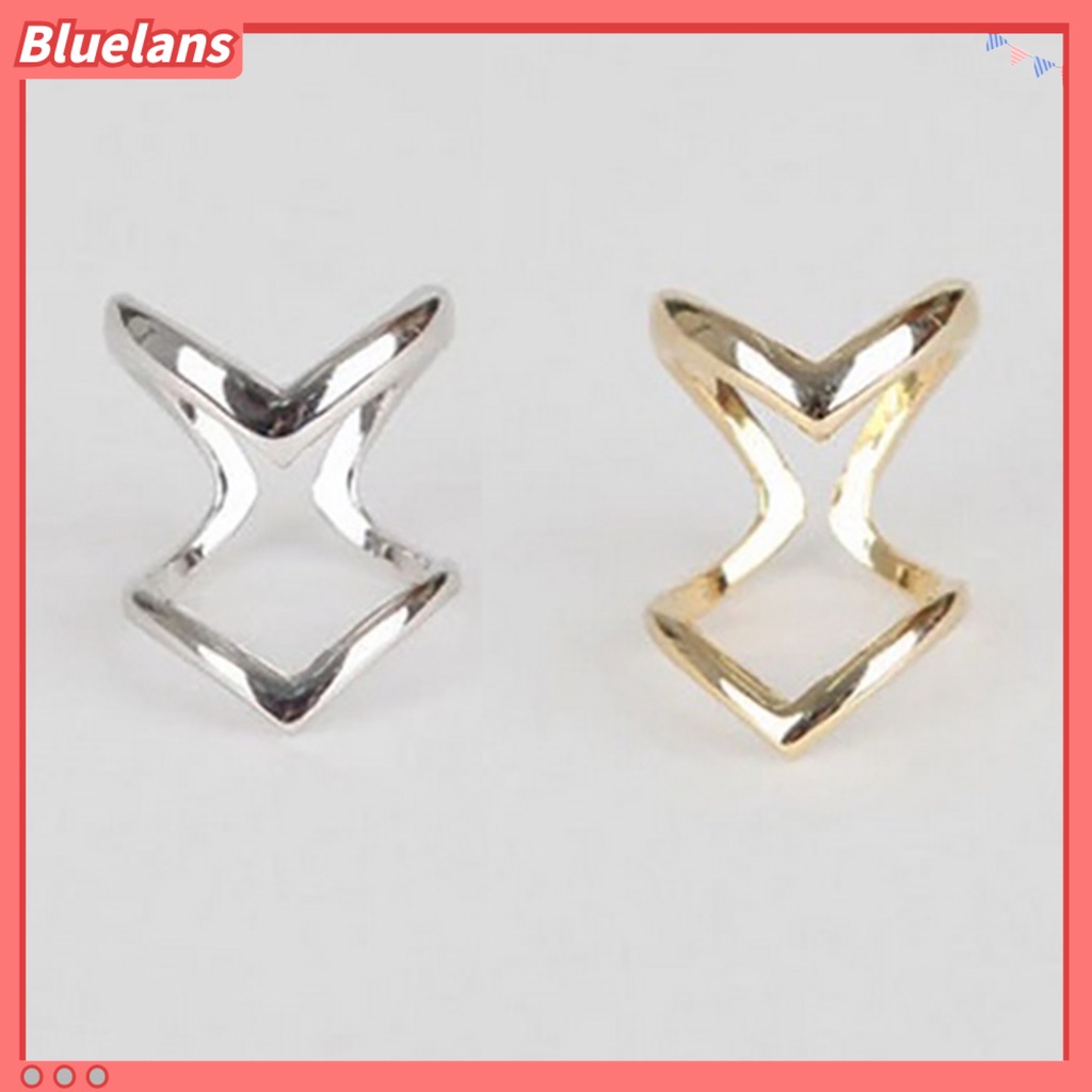 Bluelans Knuckle Ring Half Opened Fashion Jewelry Double V-shaped Adjustable Vintage Women Lucky Rings