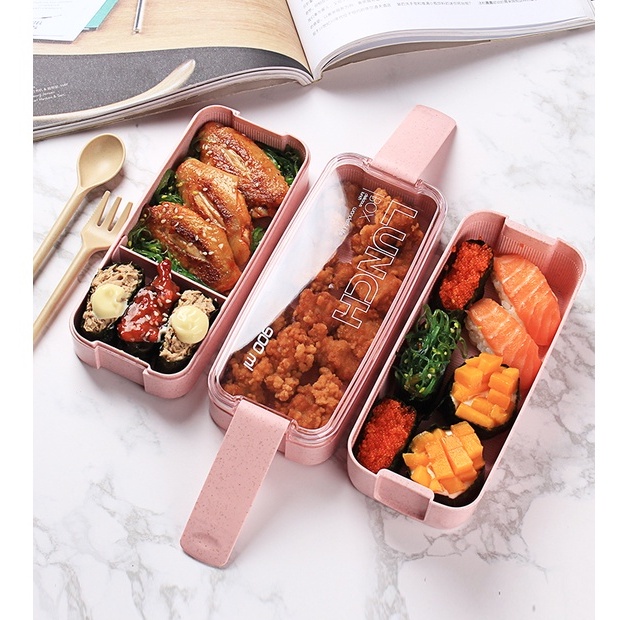 LUNCH BOX SUSUN 3 900ML TEPAK MAKAN SUSUN 3 FREE SENDOK GARPU