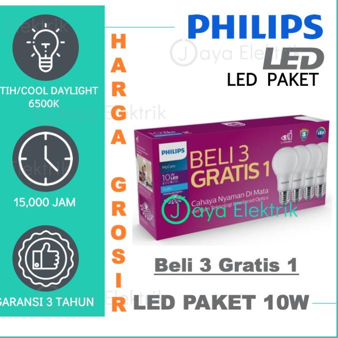 {SLP.18Oc22ᴮ} Lampu PHILIPS LED Paket 10W Putih - Lampu LED Multipack 10 Watt Original Bergaransi 10