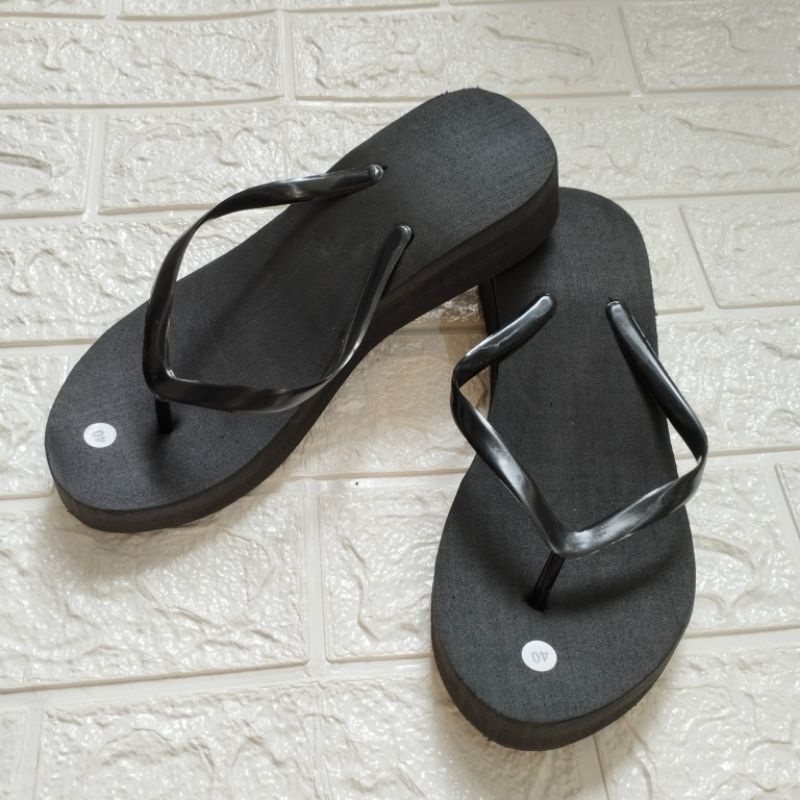 SANDAL JEPIT WADGES TINGGI SPONS WANITA SANDAL RUMAHAN POLOS