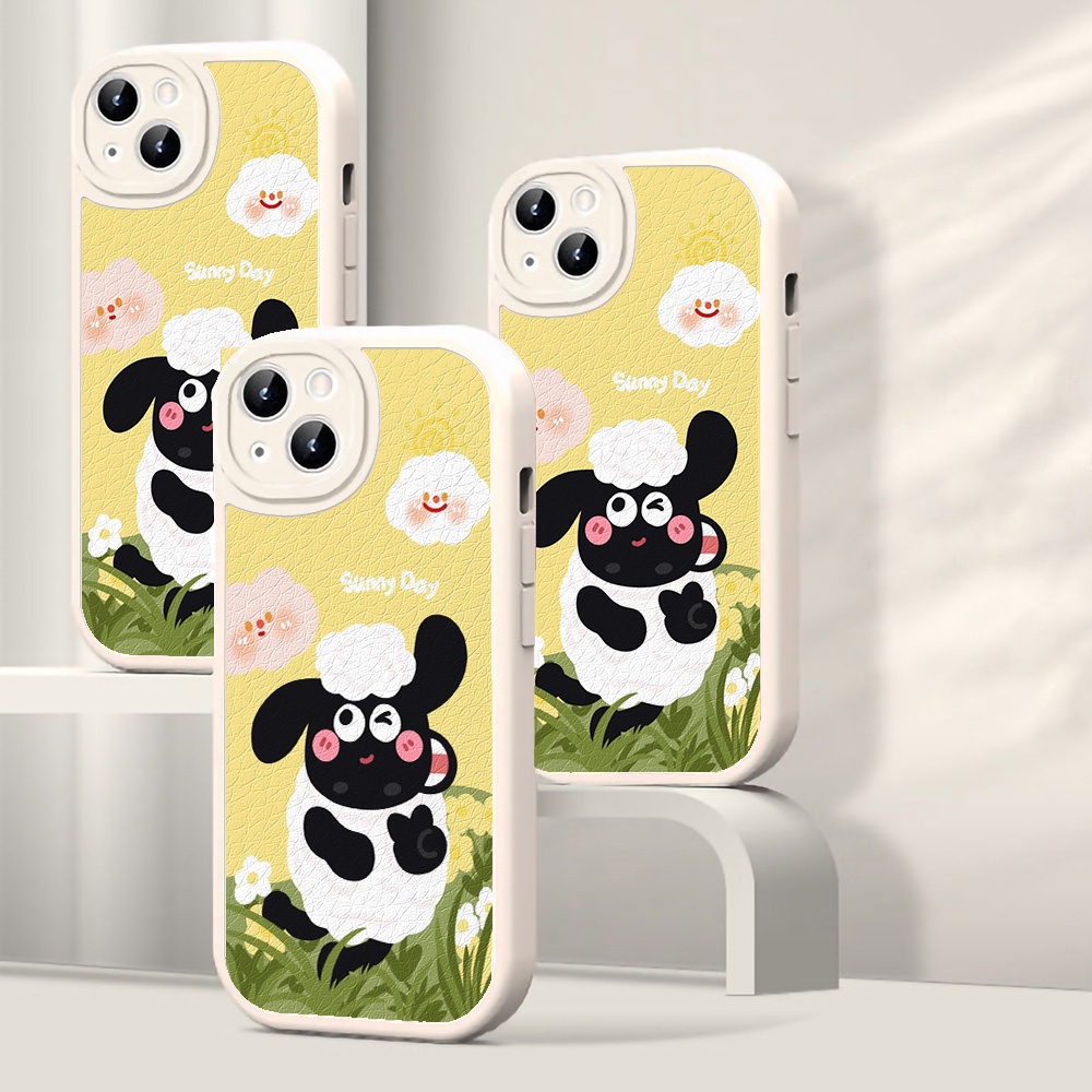 Case Pelindung Lensa Bulat Motif Domba Bahan Silikon Untuk iPhone 11 12 13 14 Pro Max X XS Max XR 7 8 14 Plus SE 2020 2022