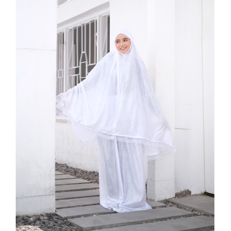 mukena setelan putih polos renda kaca mukena dewasa murah grosir mukena travelling mukena 2021