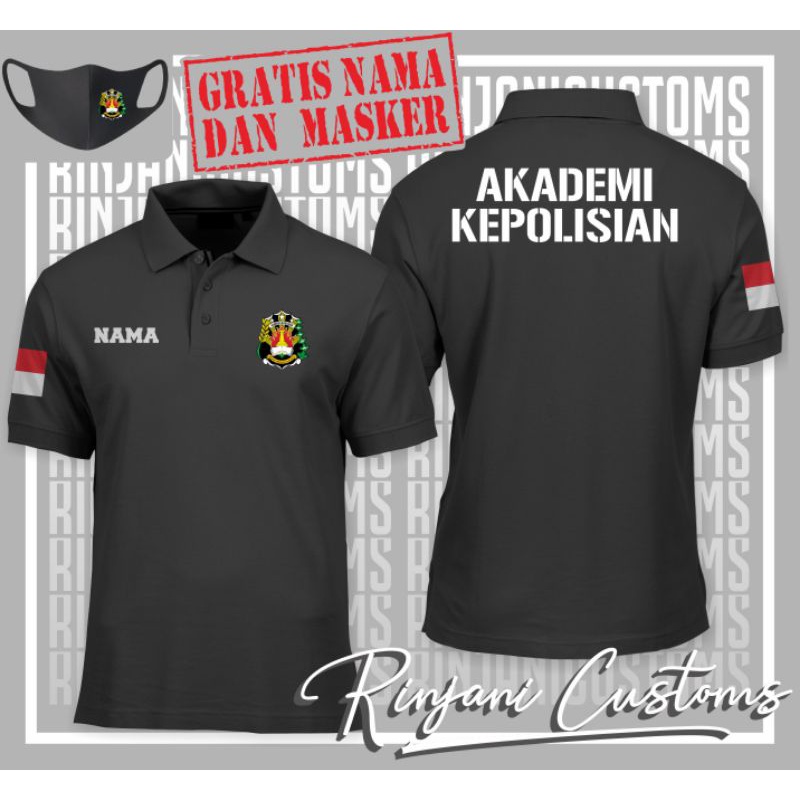 KAOS POLO AKADEMI KEPOLISIAN GRATIS NAMA-KAOS-BAJU KERAH AKADEMI KEPOLISIAN