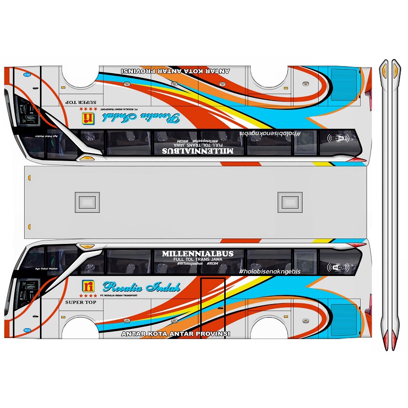 DIY Miniatur Bus Rosalia Indah Jb3+ Facelift Skala 30 Papercraft