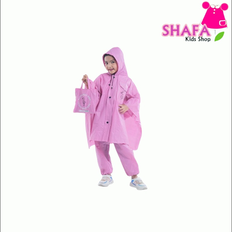 JAS HUJAN SETELAN ANAK MODEL PONCHO / PELINDUNG BADAN / JAKET ANTI AIR / MANTEL / PERLENGKAPAN HUJAN KUALITAS PREMIUM