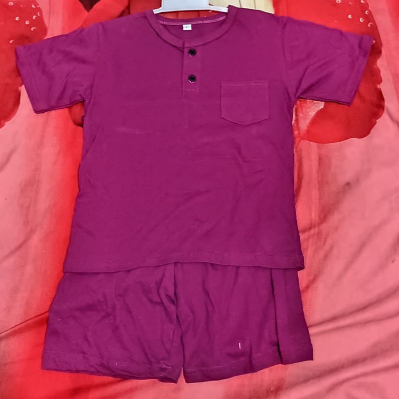 Baju stelan anak polos Baju anak bahan lembut tebal tidak panas pakaian anak laki perempuan baju kaos model kiano