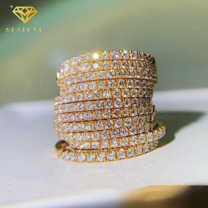 Cincin titanium wanita Anti Karat 18k emas Premium Diamond korea perhiasan titanium asli