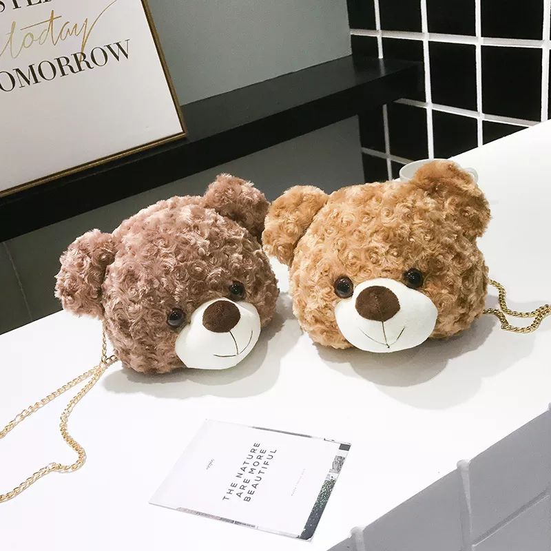 SKY - Slingbag Boneka Terbaru / Tas Selempang Kepala Boneka Teddy Bear / Tas Selempang Cewek