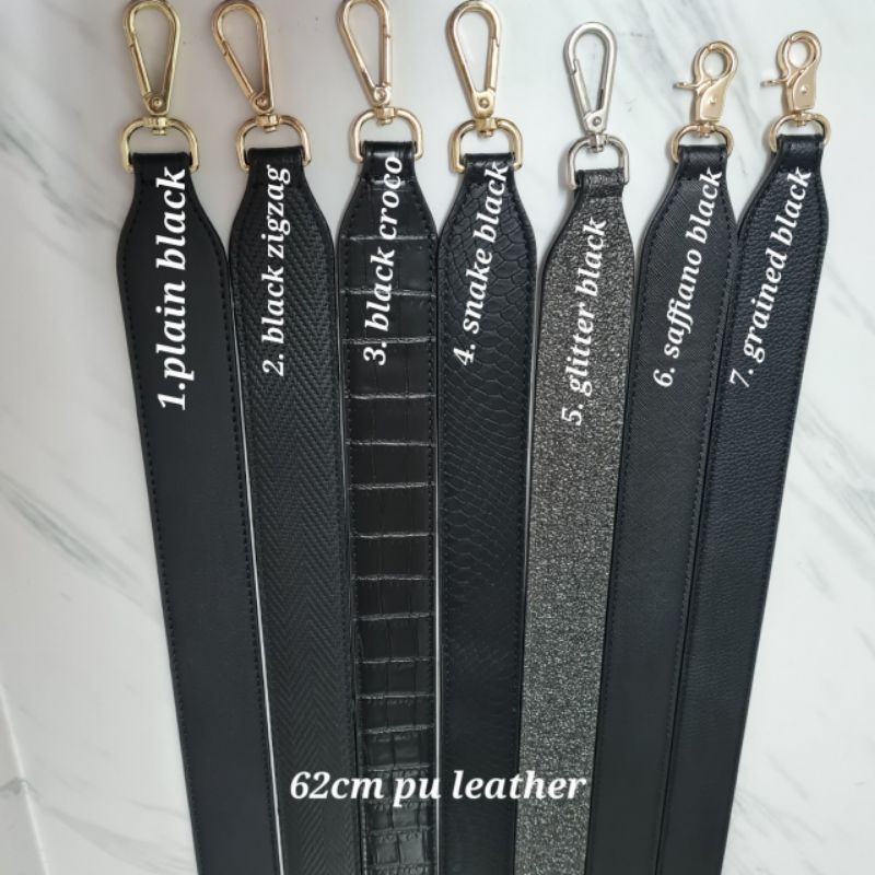 Short Plain PU Leather Bag Strap 62cm