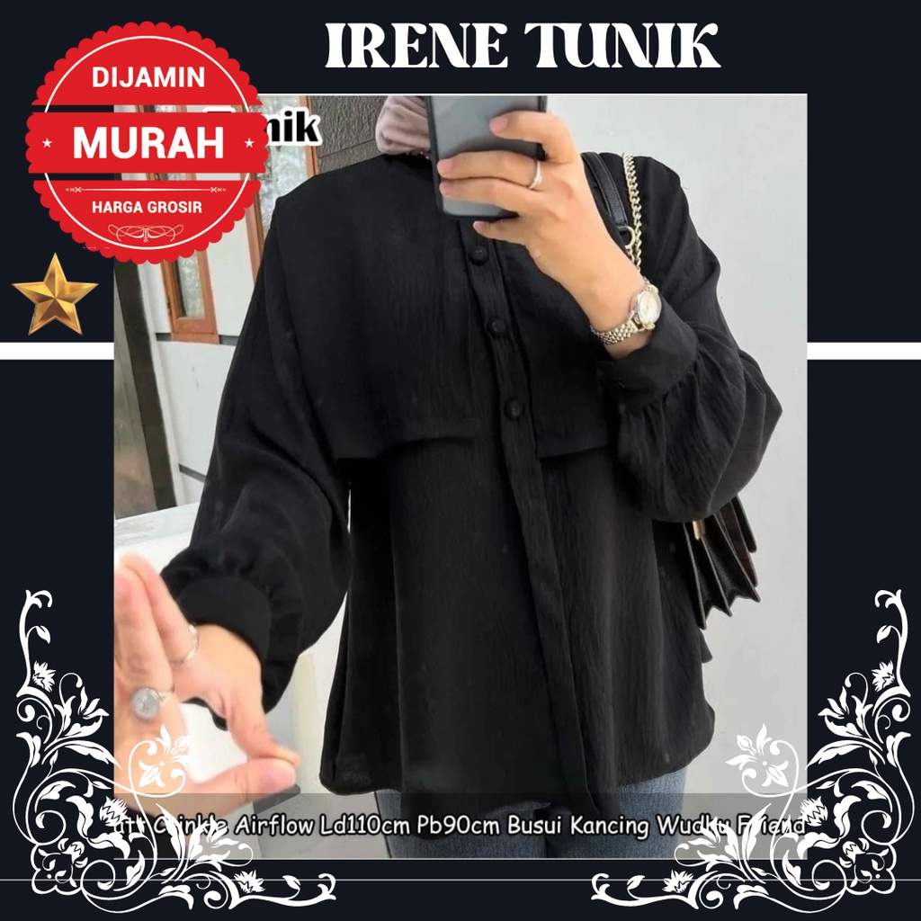 BLUS WANITA BLOUSE ATASAN WANITA HITAM MINT PUTIH IRENE TUNIK