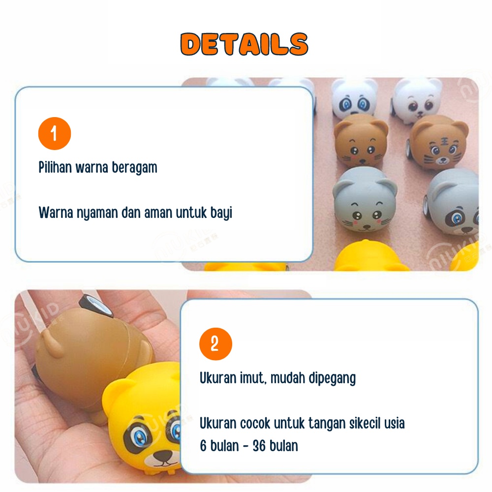NIUKID MAINAN ANAK MINI PULLBACK RUNNER CAR KARAKTER HEWAN MAINAN KARTUN MOBIL ANAK MINI PULLBACK CAR