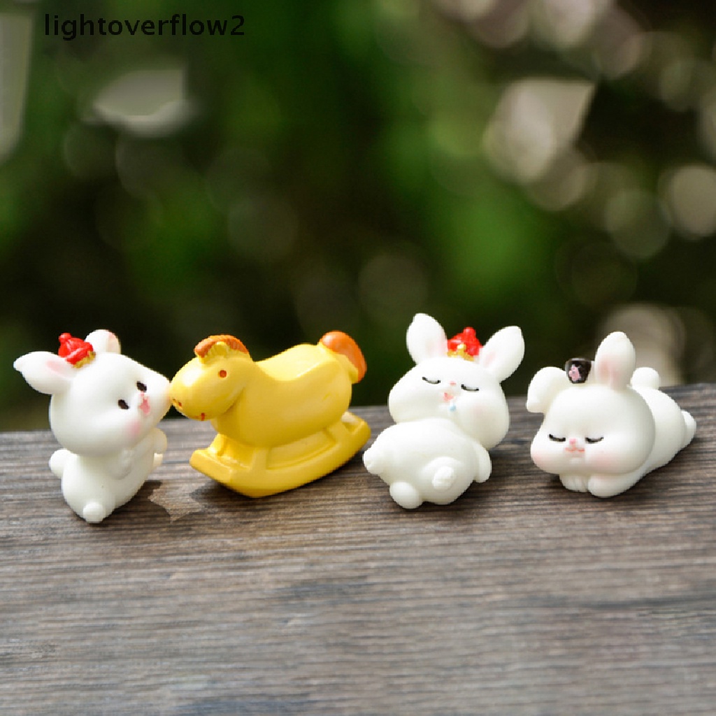 (lightoverflow2) 1pc Miniatur Kelinci Kartun Bahan Resin Untuk Dekorasi Taman Mini / Rumah (ID)