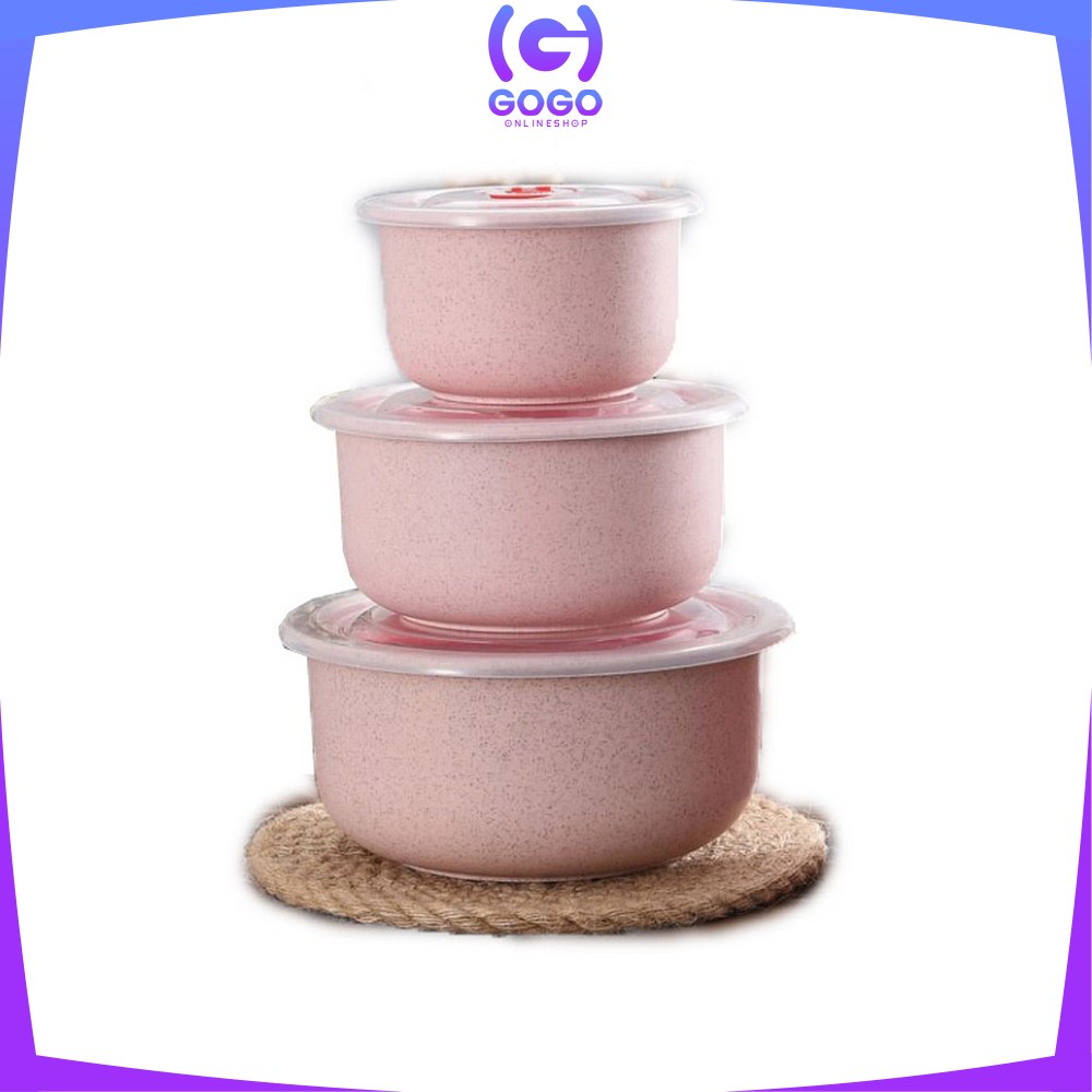 GOGO-C379 Mangkok Jerami 3IN1 Mangkok Makan Wheat Straw Bowl / Wadah Tempat Makanan Food Grade / Mangkuk Kuah Anti Tumpah / Mangkok Mie Instan