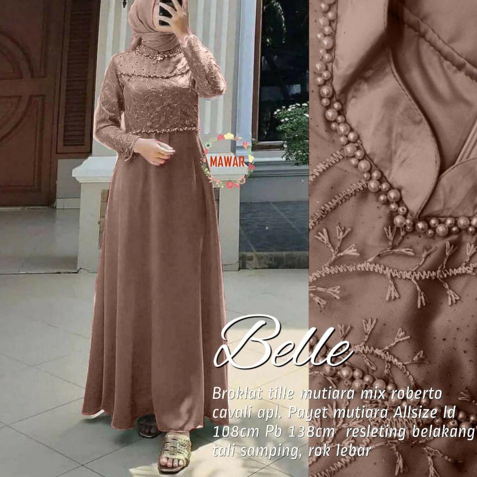 Paling Dicari COD - GAMIS TIARA DRESS MAXY VELVET MIX BROKAT TILE MUTIARA FASHION MUSLIM WANITA GAUN