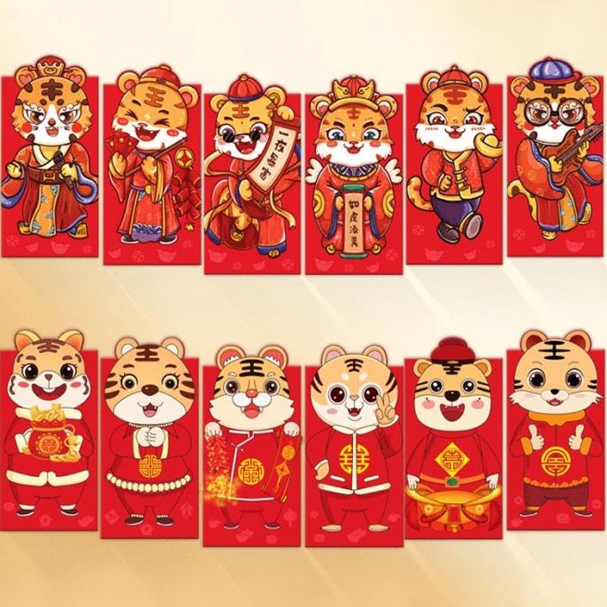 

(Fccd) 6Pcs 2022 Amplop Angpao Tahun Baru Cina / Imlek Gambar Kartun