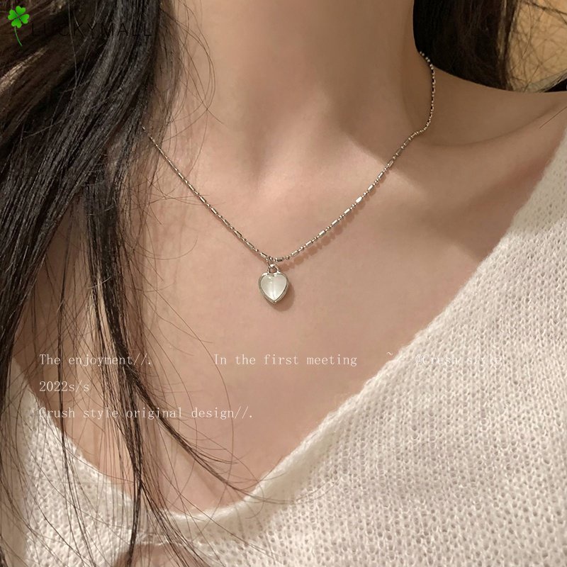 Kalung Rantai Choker Liontin Hati Warna Silver Untuk Wanita