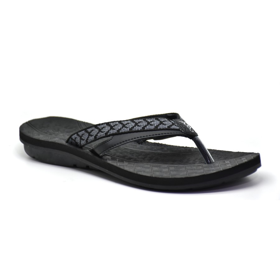Carvil Sandal Jepit Spon Wanita Tressa L Black Grey