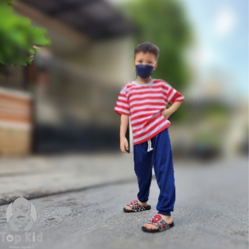 Kaos Anak Cowok Garis Garis Oversize Atasan Anak Laki Salur Oversize Stripe 2 - 9 Tahun