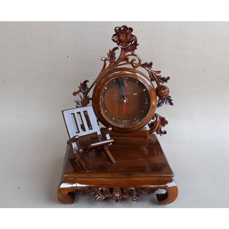 Jam meja aesthetic jam dekorasi kamar jam hiasan hias jam cantik jam meja kayu jati