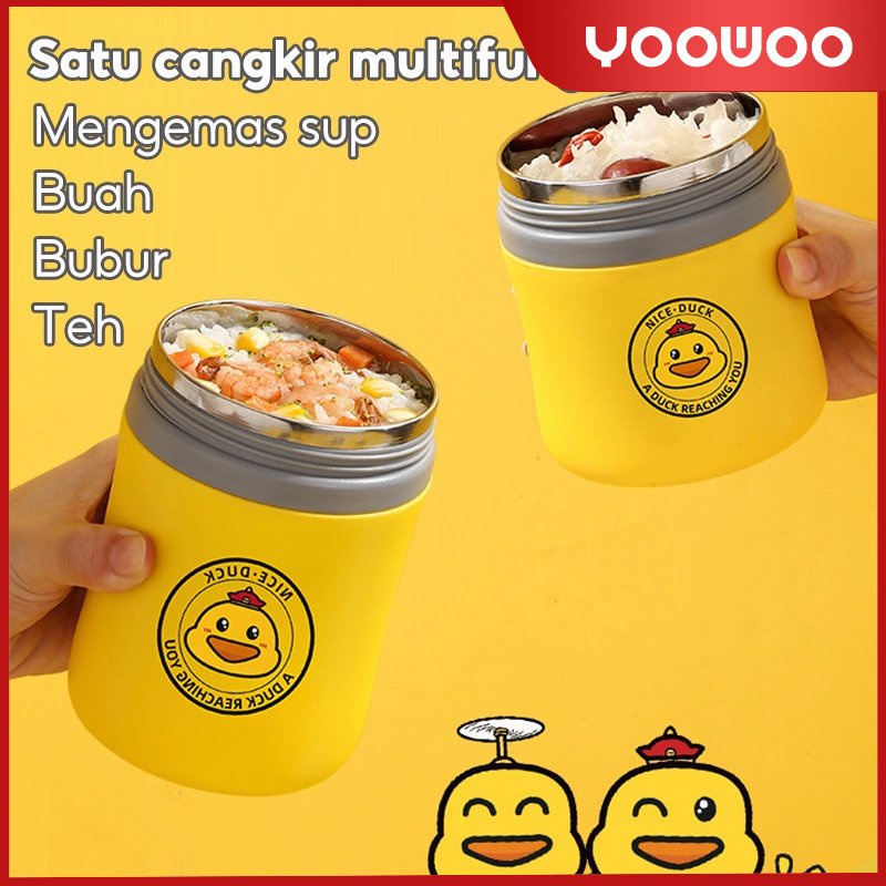 Cangkir Sup 480ml / Portable Anti Tumpah Panci sup / Mangkok sup / Free Sendok