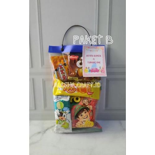 Bingkisan ulang tahun anak/snack ulang tahun anak/ souvenir snack anak FREE KARTU/paket hemat snack anak