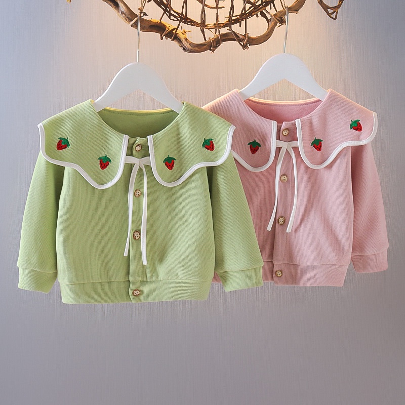 SW11-Jaket Sweater/Cardigan Anak Bayi Perempuan Rajutan Strawbery