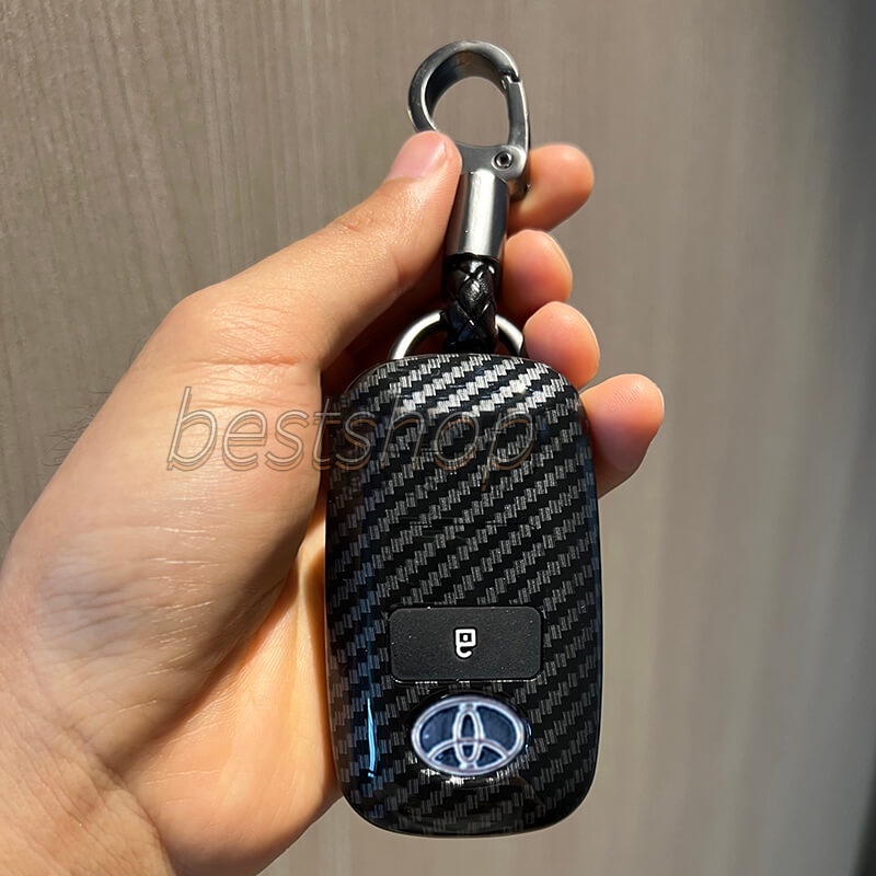 Remote Key Carbon Fiber Case Key Cover Pelindung Case Untuk Toyota Veloz Raize Avanza2022