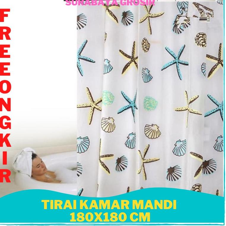 TMH.18Oc22ј ▫ NEW Tirai Kelambu Gordyn Gorden Kamar Mandi Shower Curtain 180x180 cm Motif Anti Air P