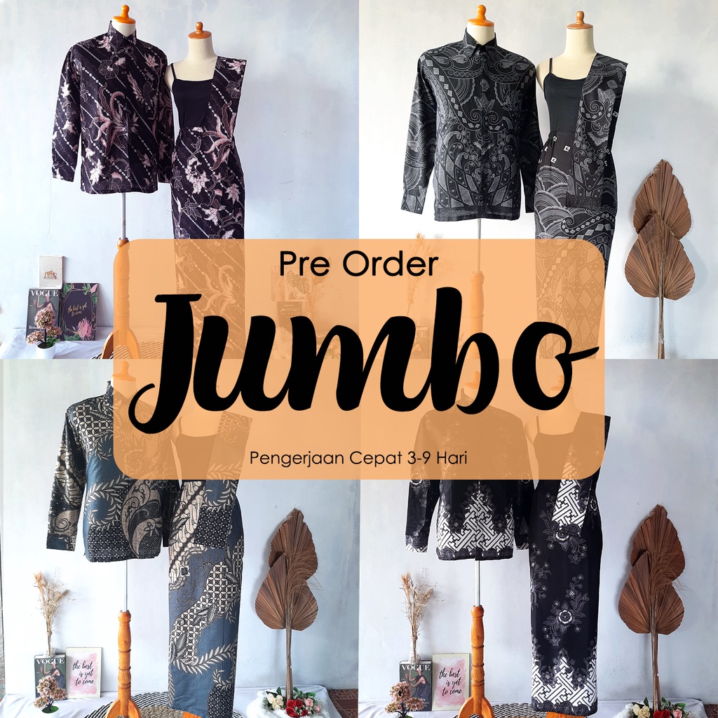 CUSTOM ORDER JUMBO SIZE - Kemeja Lengan Panjang Rok Selendang Batik Modern Kekinian All Varian Motif Fara Agata Margareta Pager Ayana Custom Ukuran Besar XXL XXXL