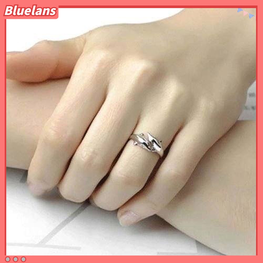 Bluelans Fashion Women Silver Plated Double Dolphin Opening Adjustable Finger Ring Gift