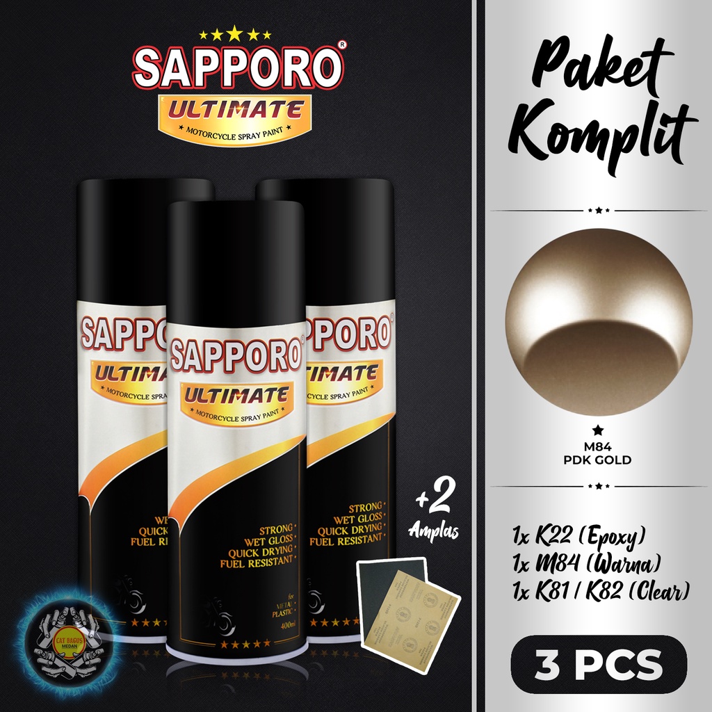 PAKET M84 PDK GOLD SAPPORO ULTIMATE CAT SEMPROT TERBAIK CAT MOTOR MAS EMAS BRONZE ARM ZX BUTTOM ZX K