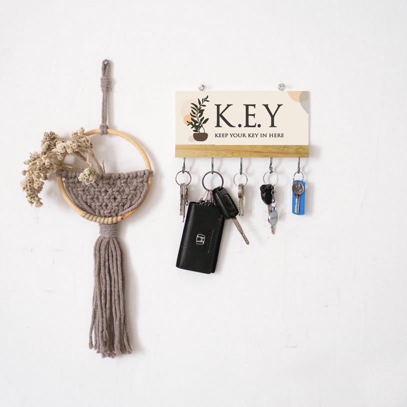 Gantungan Serbaguna Hook Besi Minimalis Hiasan Dinding Cantolan Baju Kunci Motif Keychain Holder - K4