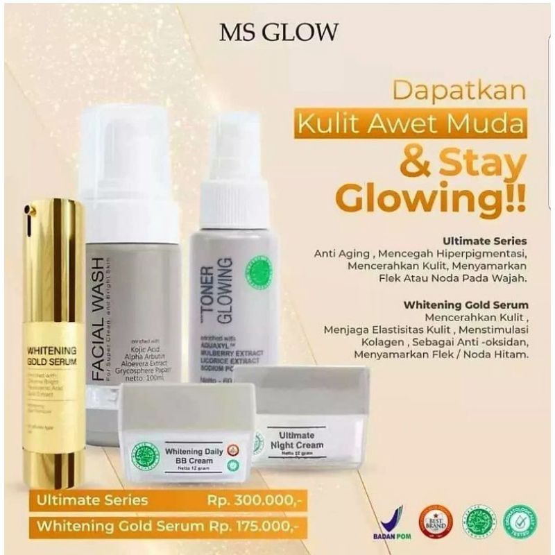 PAKET WAJAH ULTIMATE FREE DARK SPOT + SERUM GOLD MS GLOW ORIGINAL (SUDAH BER BARCODE)