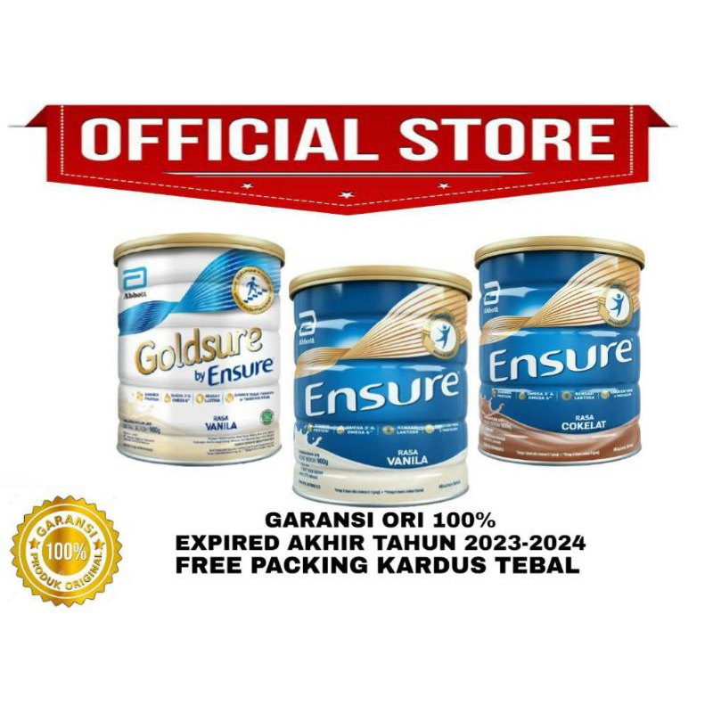 SUSU ENSURE DEWASA SUSU ORANG TUA RASA VANILA COKLAT GANDUM GOLD GOLDSURE 900 GR 400 GR E