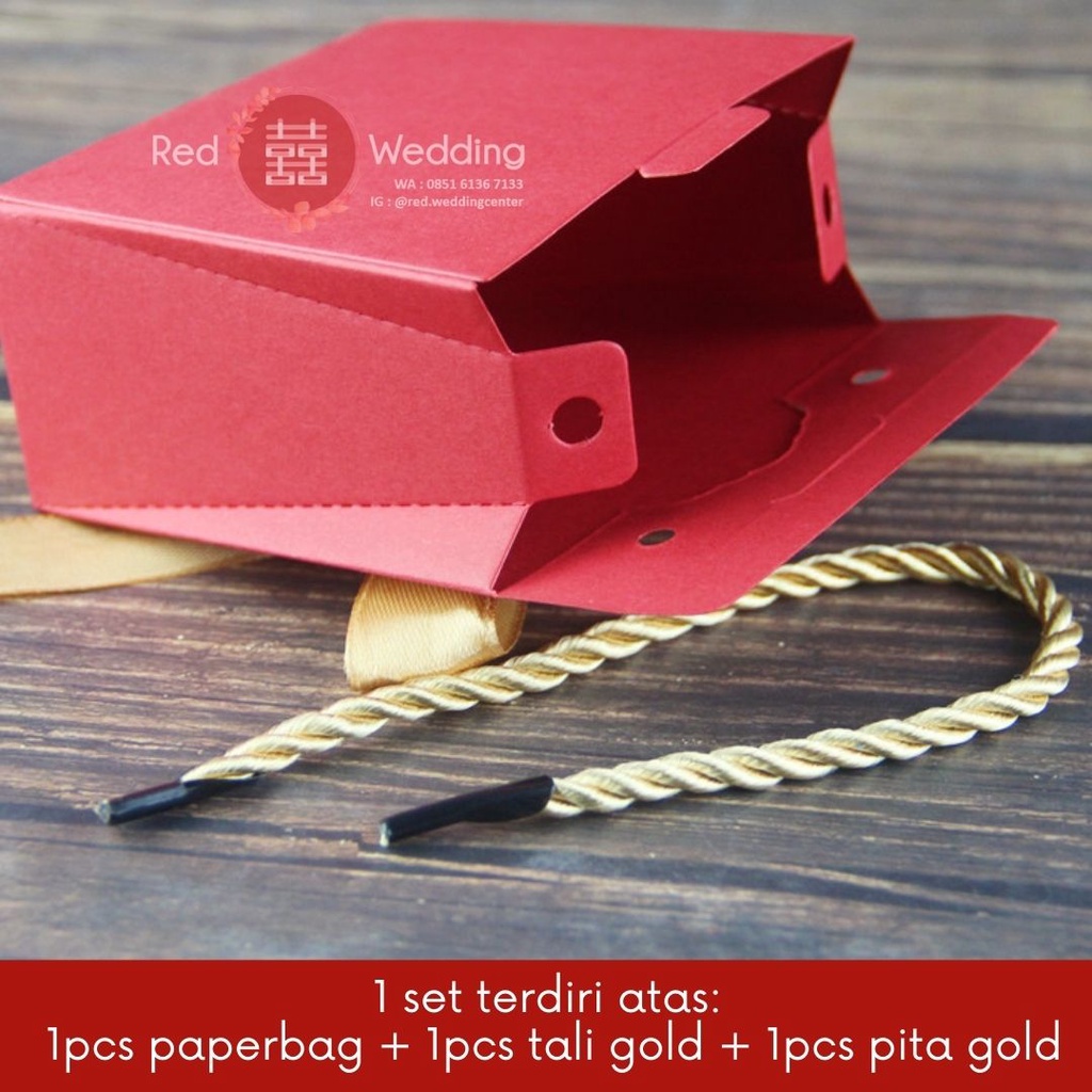 [Series XI PITA] KOTAK PAPERBAG Souvenir Merah Logo Shuang Xi Wedding / Teapai / Sangjit