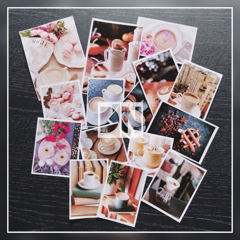 

isi 15 pcs photo stiker cofee sticker glossy tebal gambar cofee vintage