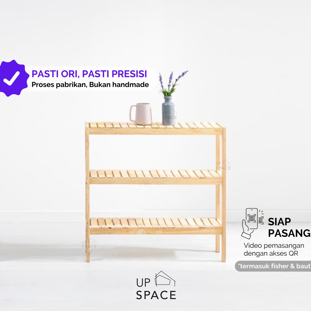 UP SPACE Otto Wooden Shelf 80 CM / Rak Kayu / Rak Serbaguna / Rak Dapur / Rak Sepatu Kayu /Rak Taman