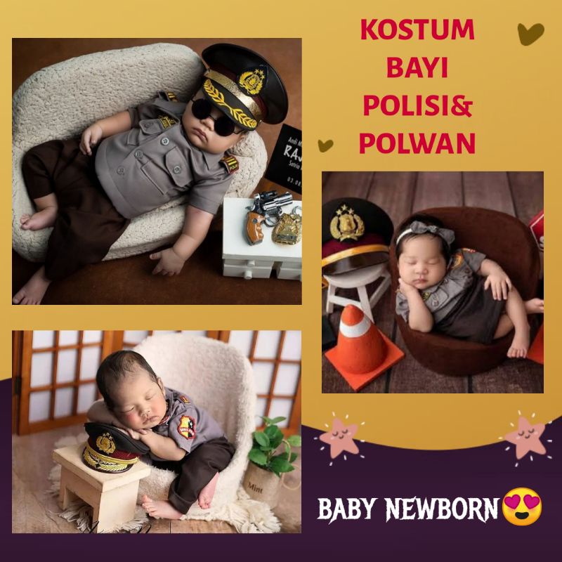 kostum polisi bayi newborn kostum bayi tema polisi dan polwan kostum polwan bayi newborn kostum poli