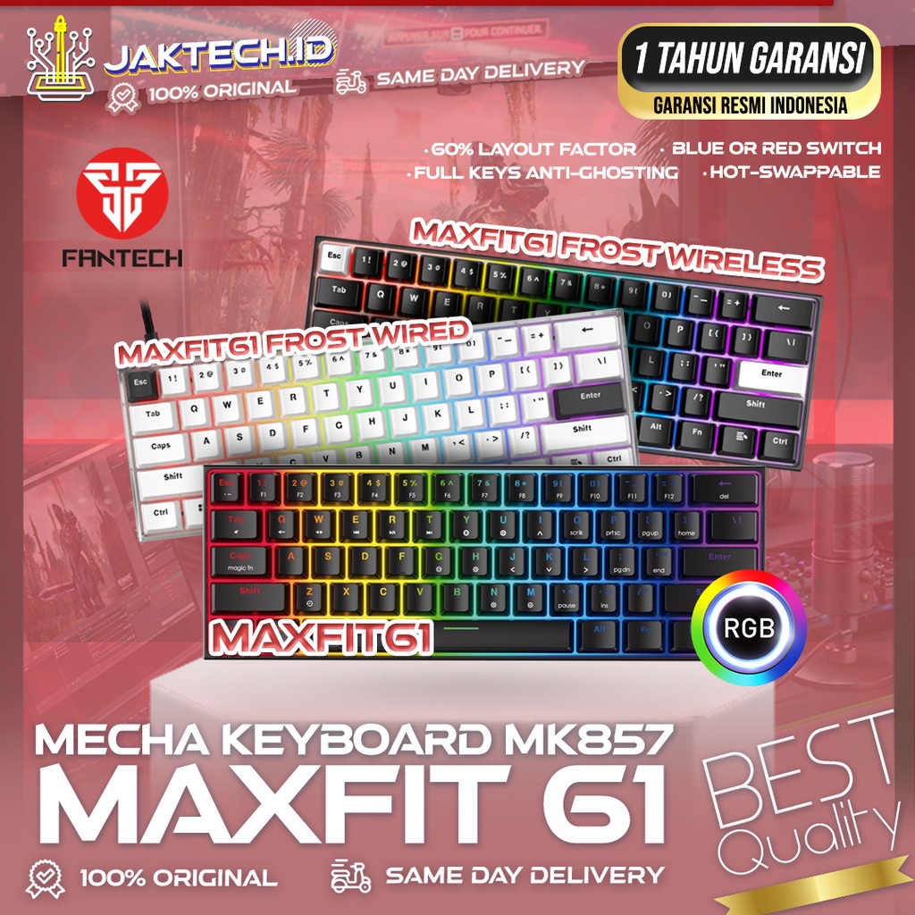 Fantech MAXFIT61 Frost MK857 60% Keyboard Gaming Mechanical