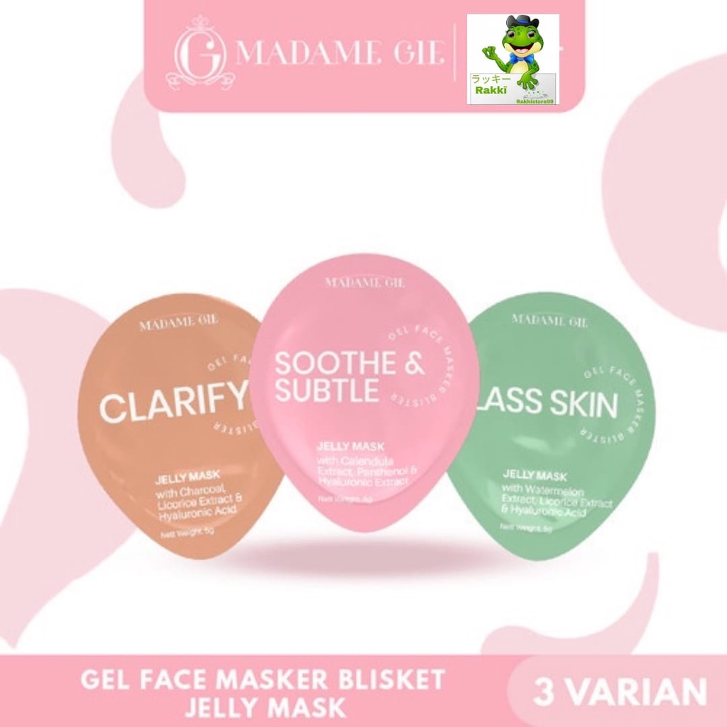 ❣️Rakkistore99❣️ Madame Gie Jelly Mask - Masker Jelly Blister - Clarify Soothe and Subtle Glass Skin Jelly Mask