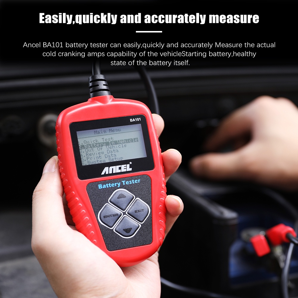 ANCEL BA101 12V Car Battery Tester Digital Car Battery Analyzer Battery Health Analyzer Car Diagnostic Tool For Car/Motorcycle/Vans/Light Truck/Boat