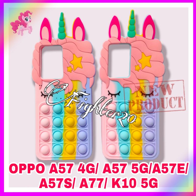 Casing OPPO A57 4G A57 5G A57E A57S A77 K10 5G Case Pop It Unicorn Rainbow Pelangi Lembut Tebal Popi