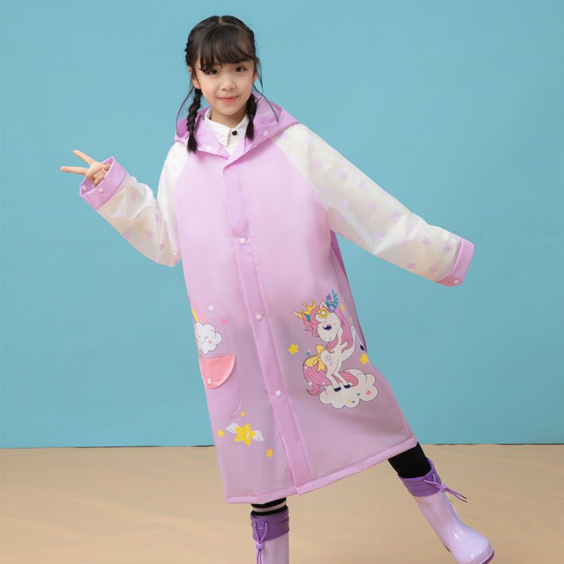 JAS HUJAN ANAK PEREMPUAN KOREA MANTEL MOTOR CEWEK RAINCOAT KIDS MOTIF UNGU UNICORN USIA 3-12 TAHUN WD2S