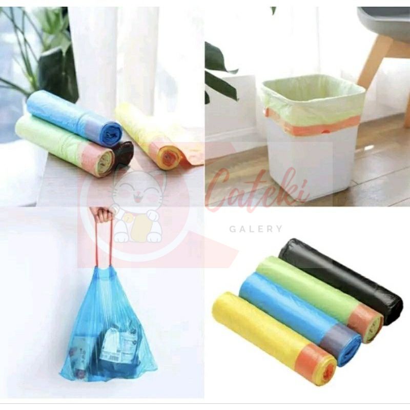 [CTK] PROMO MURAH Kantong Sampah Roll Dengan Tali 45 x 50 cm Isi 15 Lembar Plastik Kresek Sampah Gulung