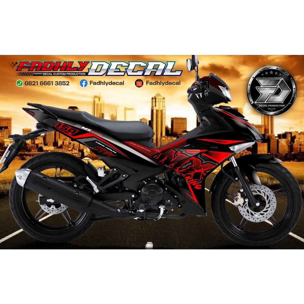 STRIPING MX KING Merah Hitam sticker Keren