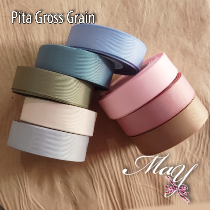 

Pita Gross Grain Elegan lebar 2,5 cm (1 inch) polos garis-garis