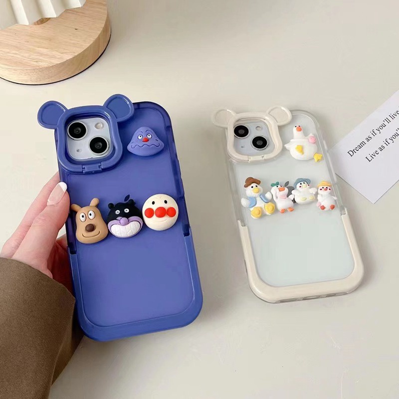 Casing Soft Case IPhone XS Max XR 11 12 13 14 Pro Max 14 pLUS 7 + 8 + Aksen Boneka 3D Untuk Wanita